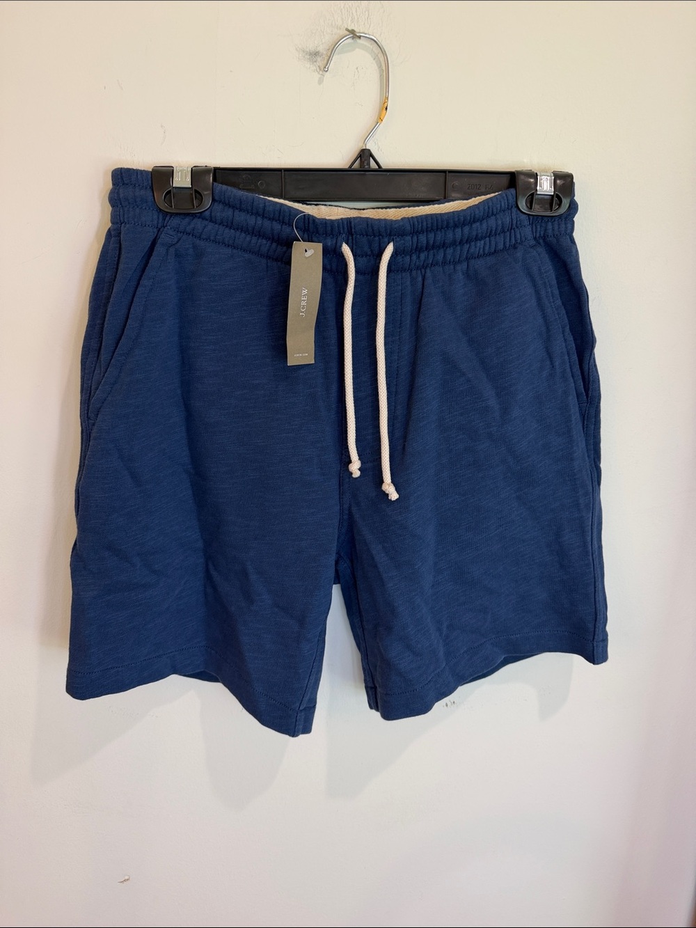NWT J. Crew 100% Cotton Navy Elastic Drawstring Hybrid Shorts w/Back Pockets XS